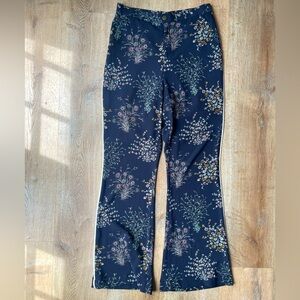 Lisa & Lucy Navy Floral Print Wide Leg Trousers Pants S Boho Cottagecore